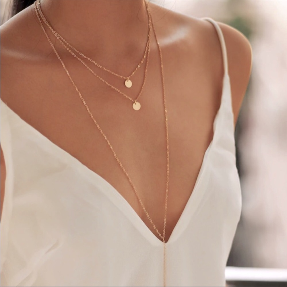 Dainty Layered Disc Necklace Set - Picture 1 of 7